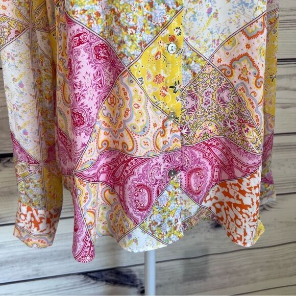 Rose + Olive Multicolor Patterned Long Sleeve Button Down Shirt - Picture 3 of 10